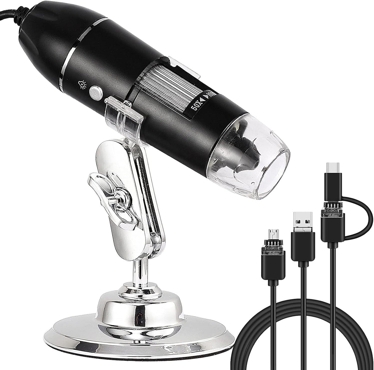 3 in 1 USB Digital Microscope 1600X Handheld with Rotating Base and 8 LED Lights Y345