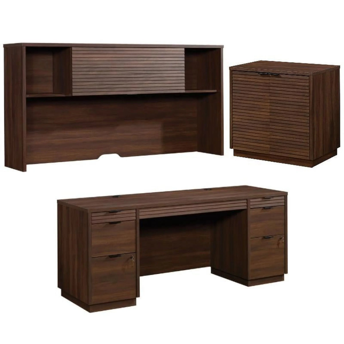 3-Piece Credenza Desk & Hutch & Utility Stand M747465