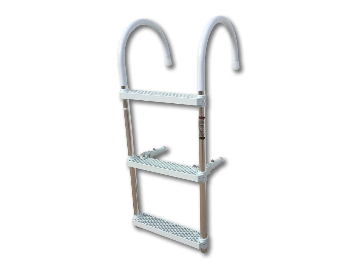 White 3 Steps Aluminum Polyethylene Boat Boarding Ladder H803