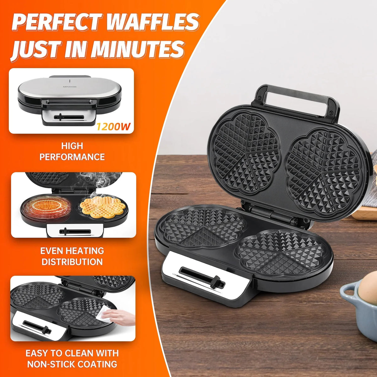 1200W Double Non-Stick Waffle Maker G743134