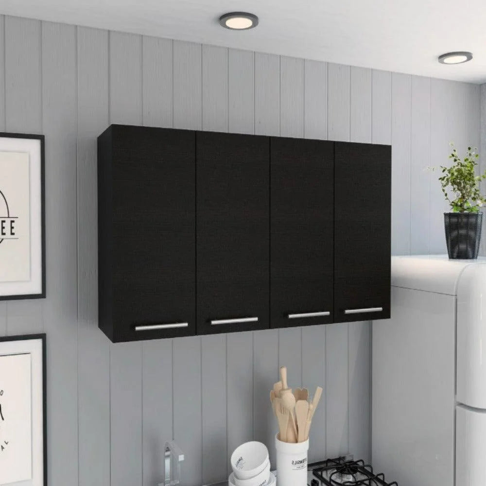 Black Wengue Finish Four Doors Kitchen Cabinet C32655