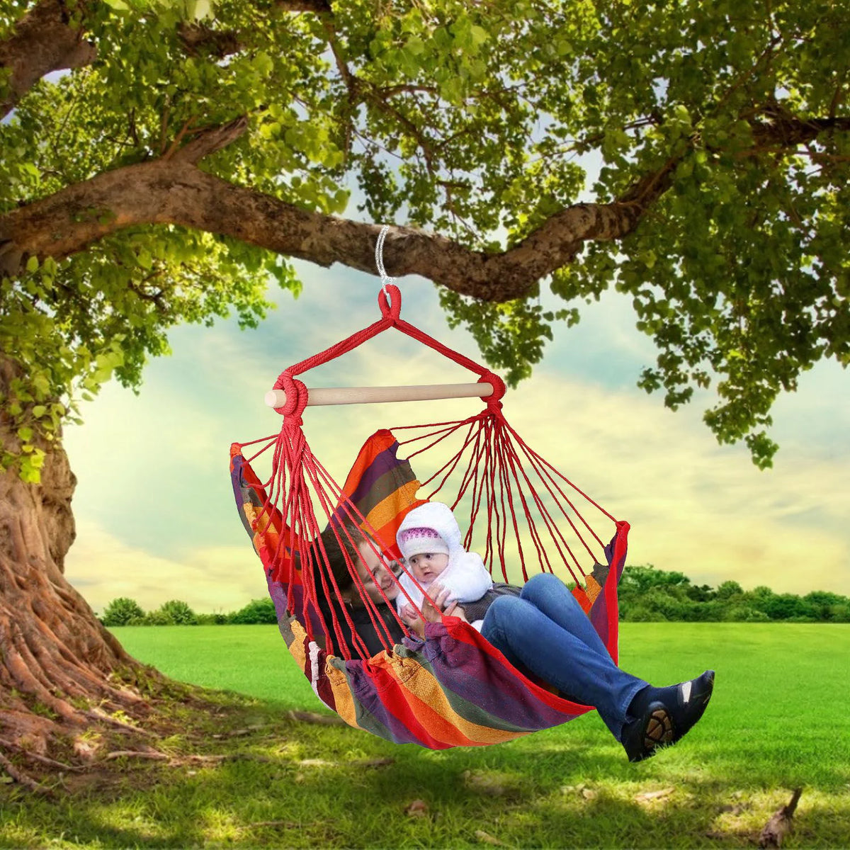 Hanging Chair Canvas Porch Patio Swing Seat U21984