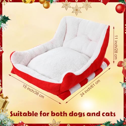 Red White 24x15x11 Inch Plush Synthetic Fur Christmas Dog Bed F484282