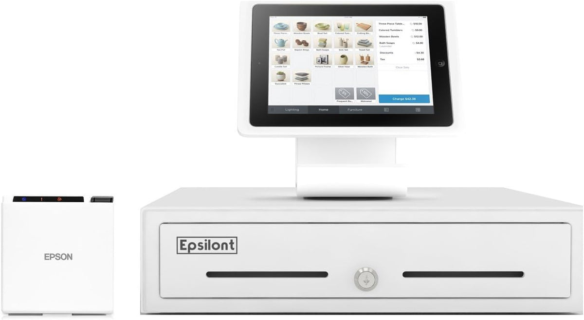 Compact Receipt Printer, Stand for iPad, Mini Cash Drawer X622