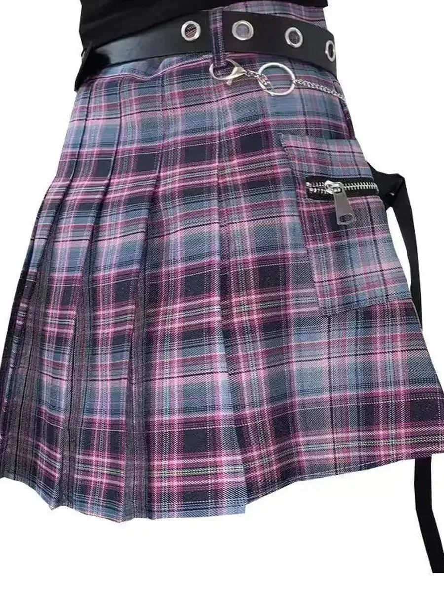 Neon Purple Pleated Skirt I753
