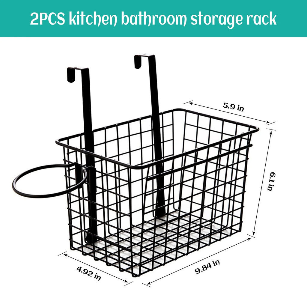 Over the Cabinet Door Organizer Set of 2, Black Grid Basket H539