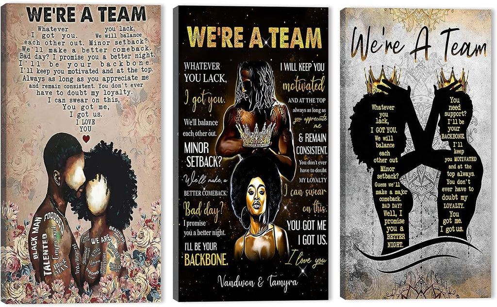 African American Faceless Portrait Canvas Print, Set of 3 Pieces R4724