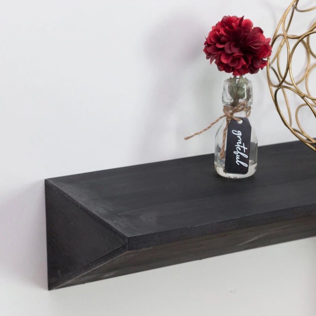 Large Black Wood Floating Wall Shelf R777152