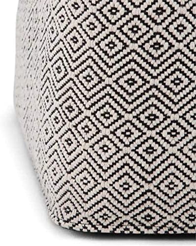 Cotton Woven Square Pouf Ottoman F88756