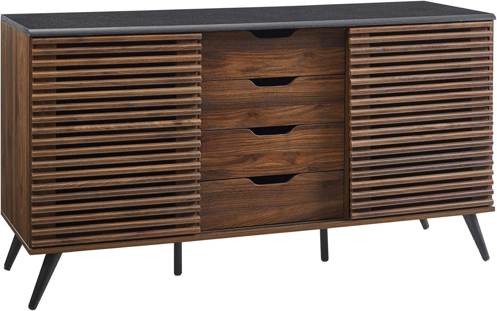 Black and Dark Walnut 4 Drawer Wood Cabinet E732429