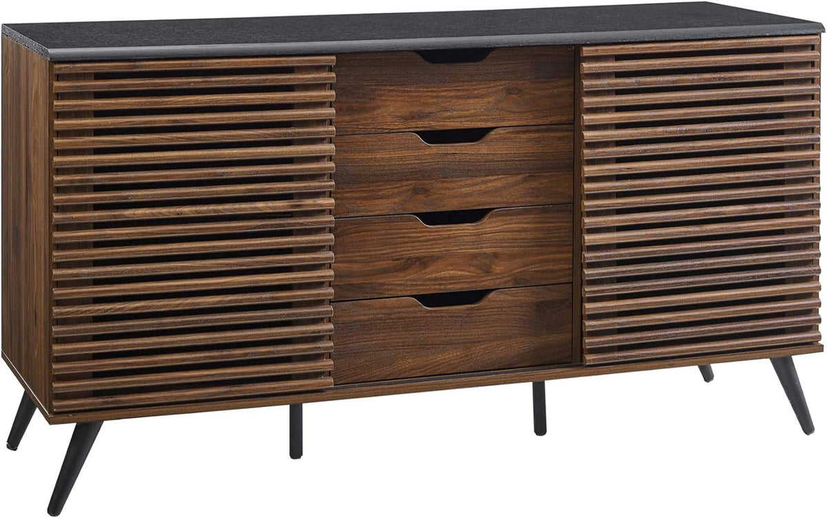 Black and Dark Walnut 4 Drawer Wood Cabinet E732429