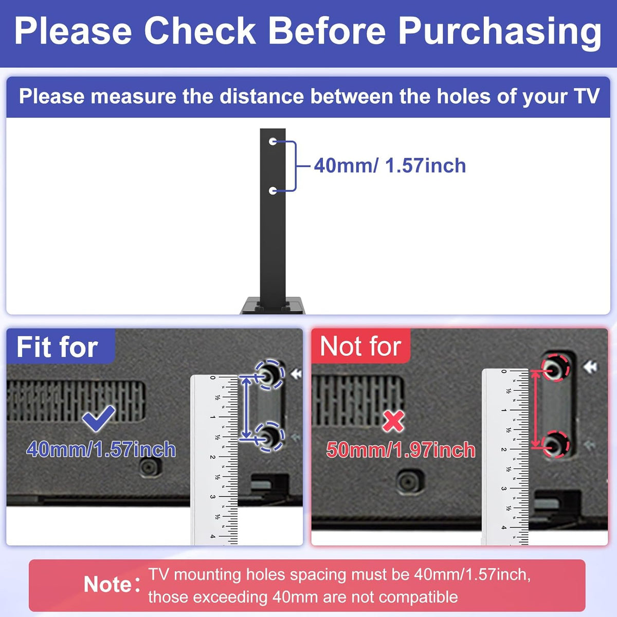 Metal TV Legs for 40mm Center-to-Center Hole Distance B596856