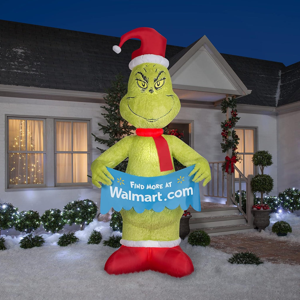 10' Airblown Mixed Media Dr. Seuss Grinch with Banner W21310