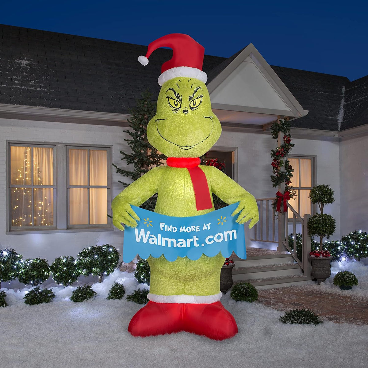 10' Airblown Mixed Media Dr. Seuss Grinch with Banner W21310