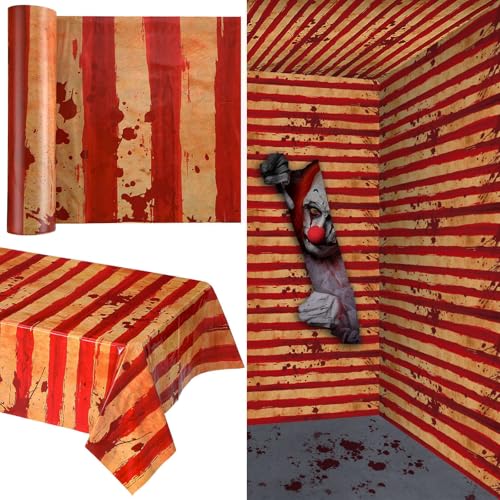 200 FT Red and White Striped Tablecloth Roll H19060
