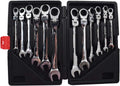 12pc 8-19mm Metric Flexible Head Ratcheting Wrench Combination Spanner Tool Set H481617