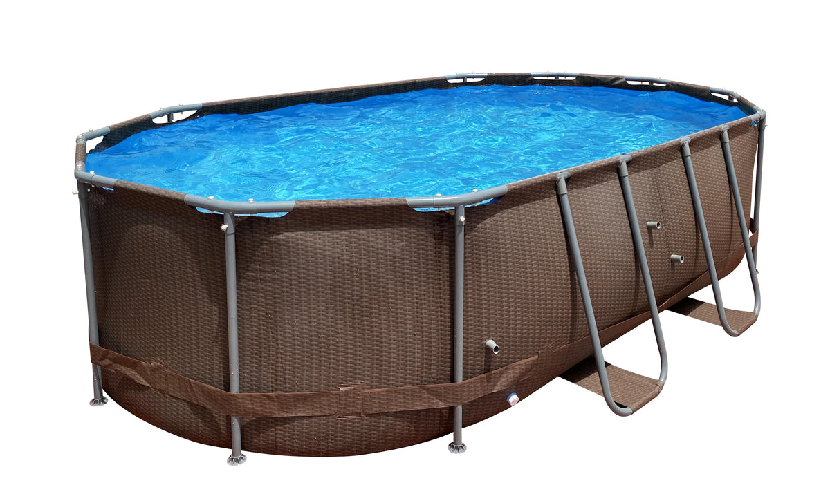 14 ft. Brown Oval Steel Frame Above Ground Swimming Pool W1024