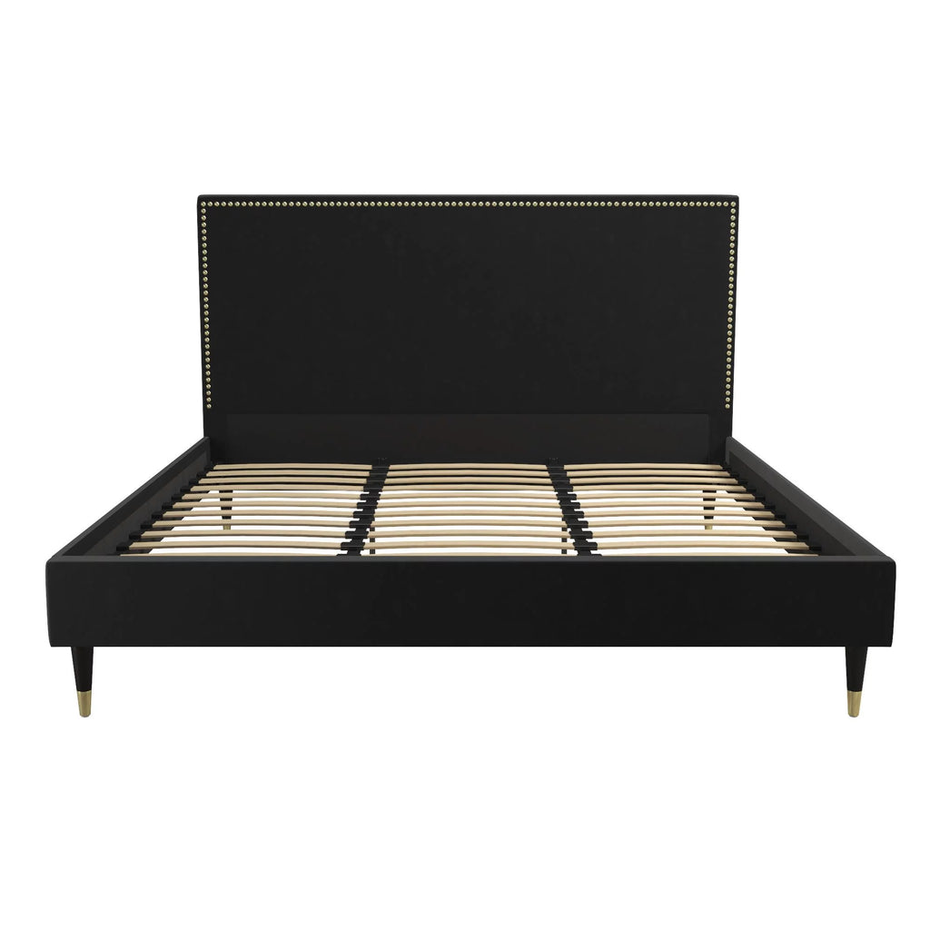 Black Velvet King Upholstered Bed M70868