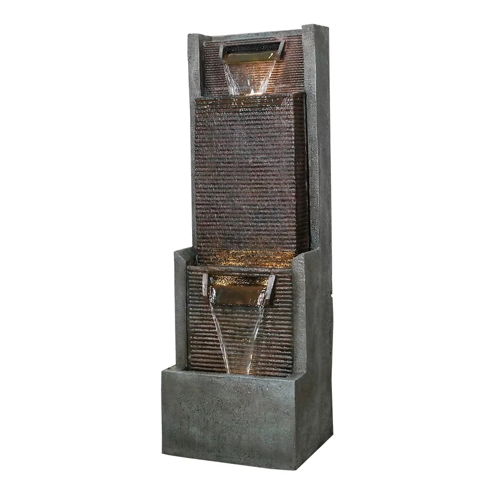 39.3” H Modern Floor-Standing Waterfall Fountain with Led Lights Q200