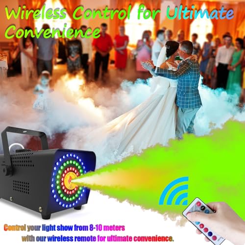 500W 2000 CFM Fog Machine with 72 LED Lights and Remote Control F14894