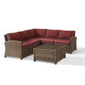4Pc Outdoor Wicker Sectional Set Sangria Weathered Brown V52790