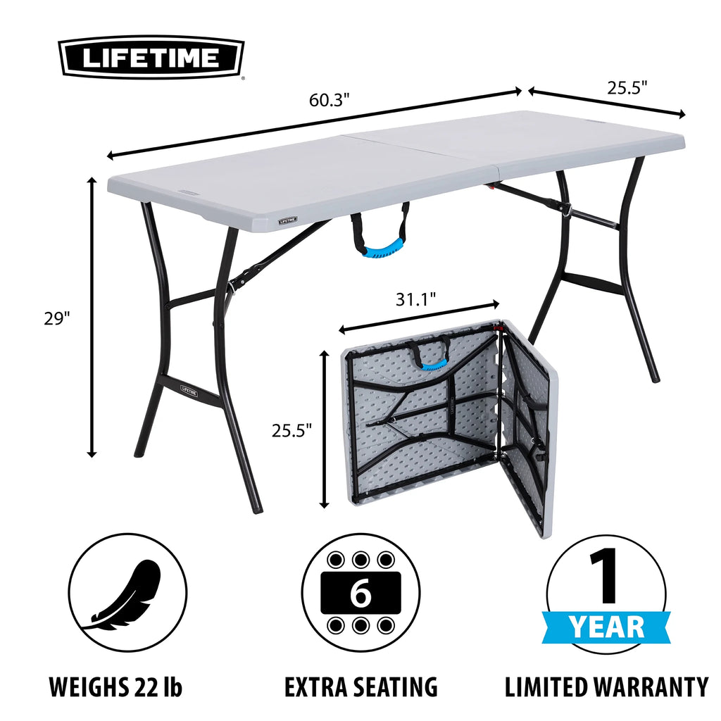 5 Foot Rectangle Fold-in-Half Table P15097