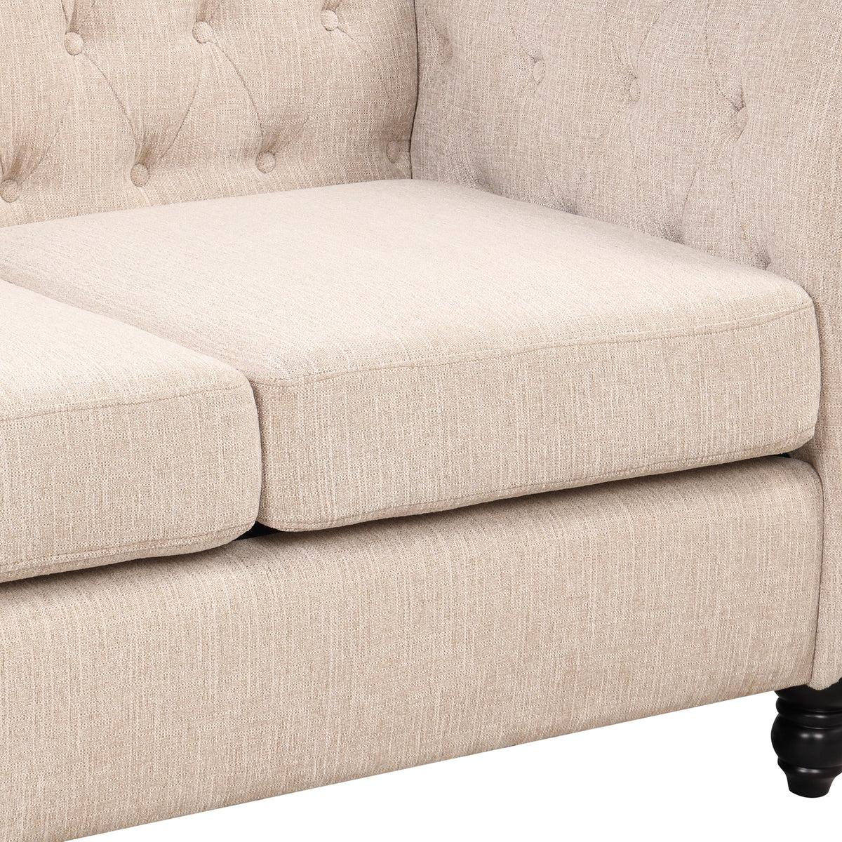 3 Seater Button Tufted Upholstered Sofa with Rolled Arms Z4547