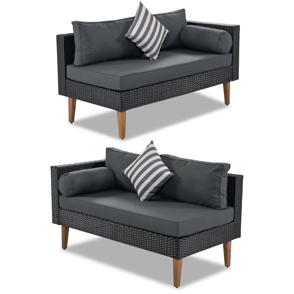 4 Pieces All-Weather Wicker Patio Sofa Set H37046