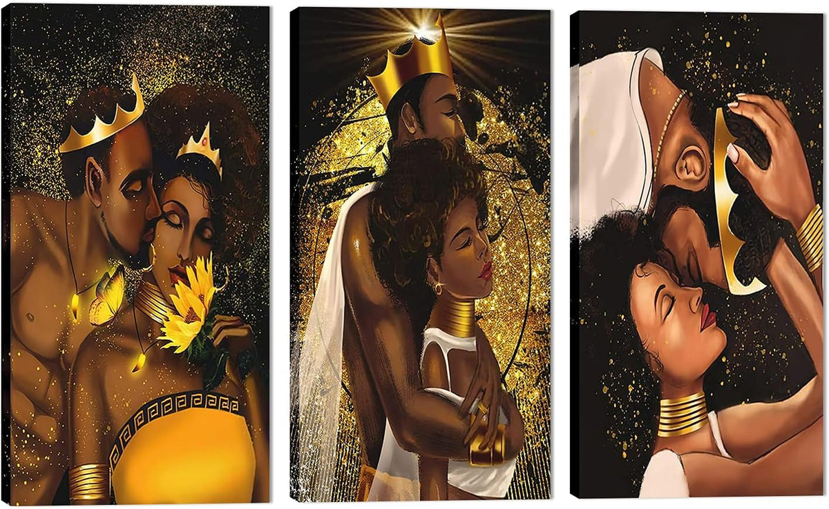 African American Faceless Portrait Canvas Print, Set of 3 Pieces R4724