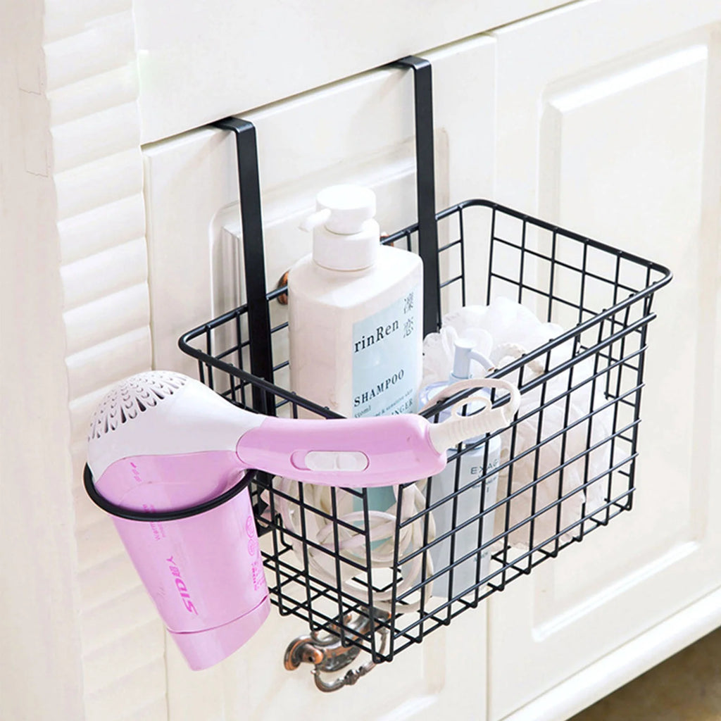 Over the Cabinet Door Organizer Set of 2, Black Grid Basket H539