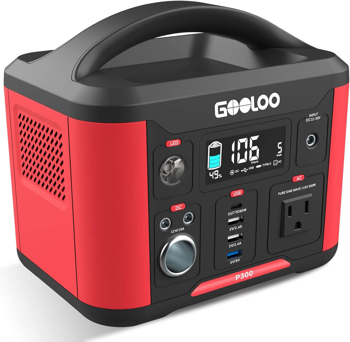 281Wh Portable Power Station with 110V/300W AC Outlet Z264264
