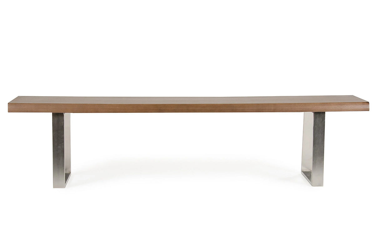 17-inch Walnut Wood and Steel Dining Bench H4933