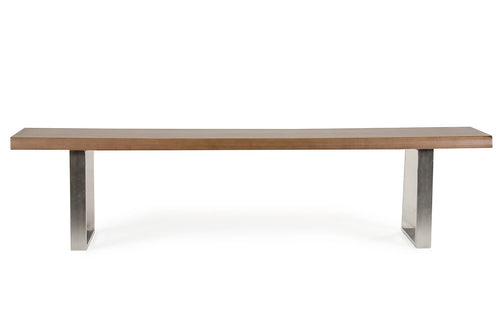 17-inch Walnut Wood and Steel Dining Bench H4933