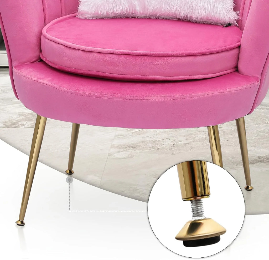 Velvet Tufted Chair with Cushion and Golden Legs F416990