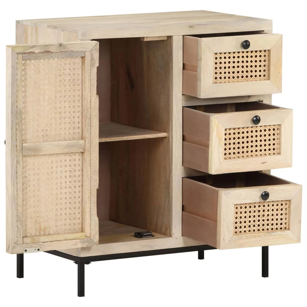Solid Mango Wood and Natural Cane Sideboard L97305