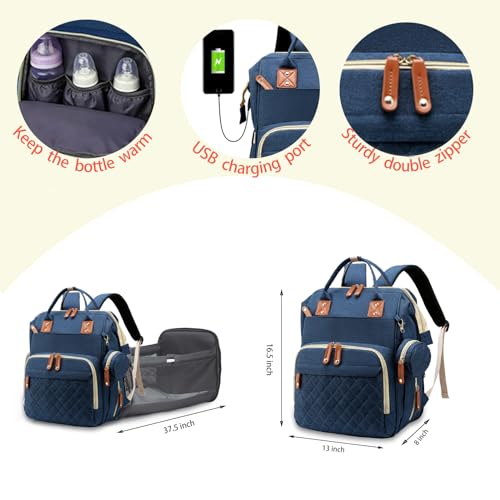 Grey Waterproof 3 in 1 Baby Diaper Backpack with Foldable Changing Pad R2851