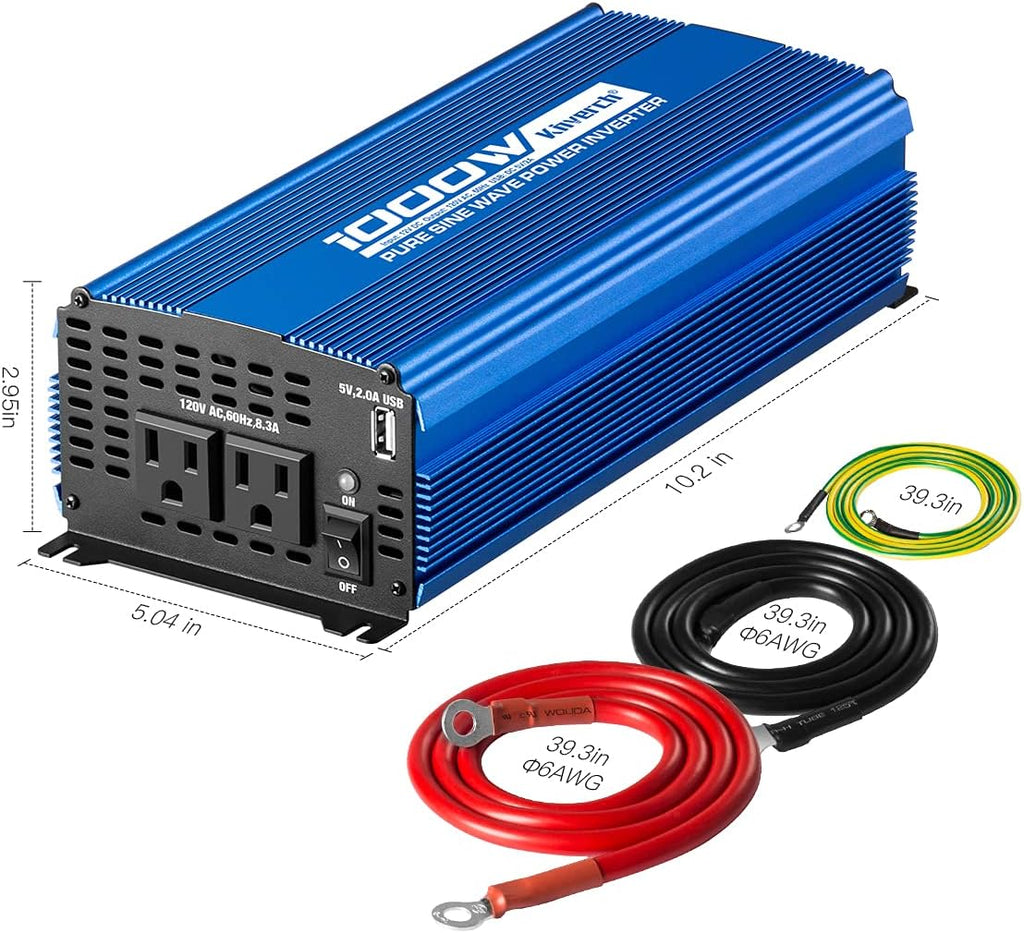 1500W Pure Sine Wave Power Inverter 12V DC to 110V AC with Bluetooth F128815