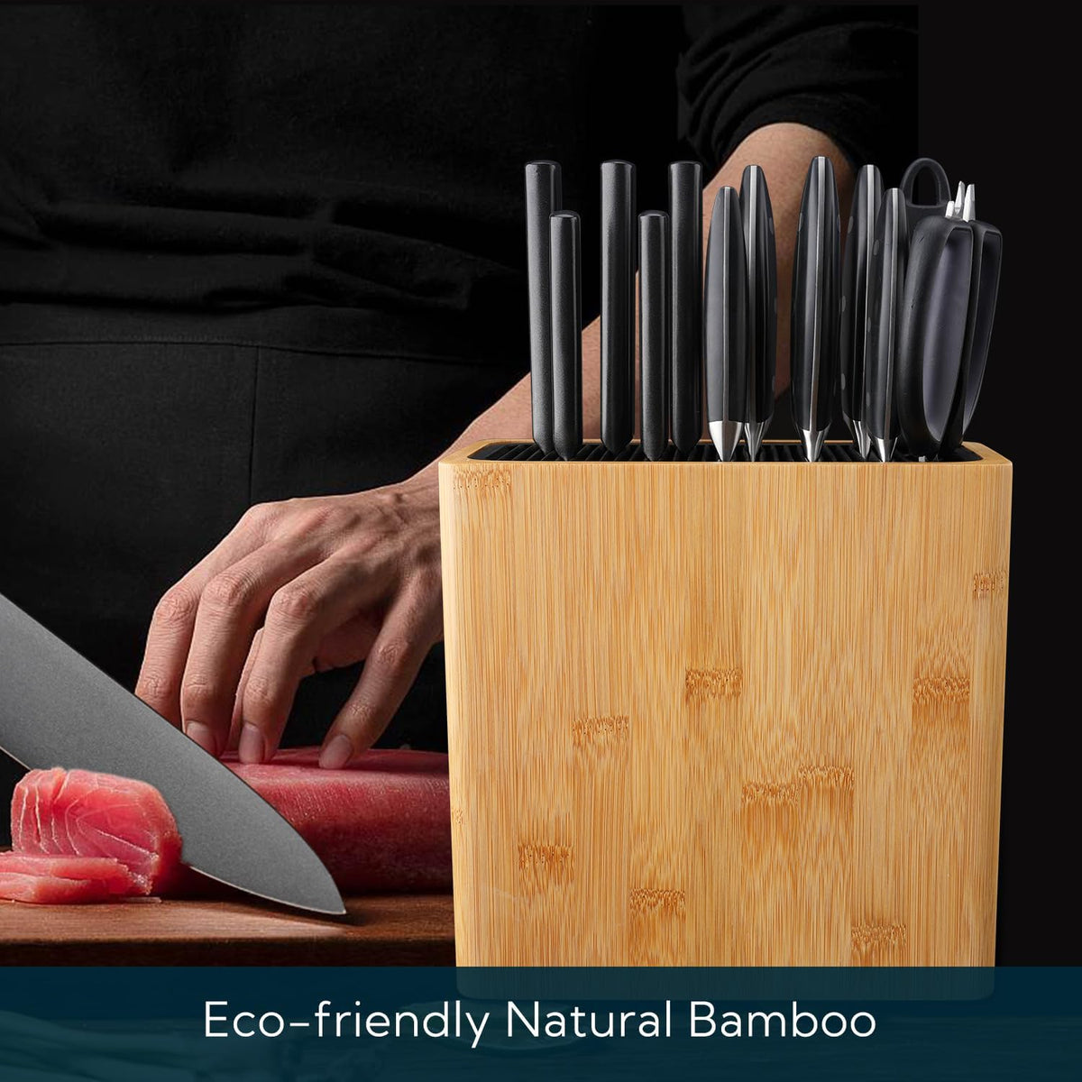 XL Bamboo Knife Block Holder with 8 Slots C902076