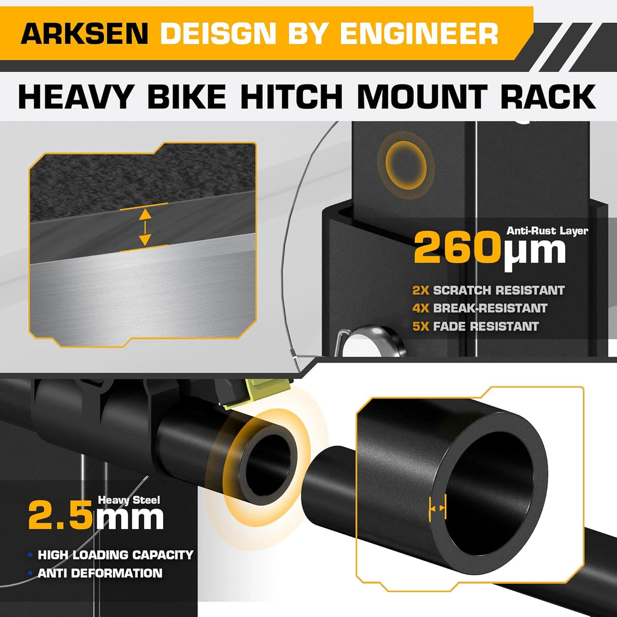 3 Bike Hitch Mount Carrier with Tie Down Strap J871184