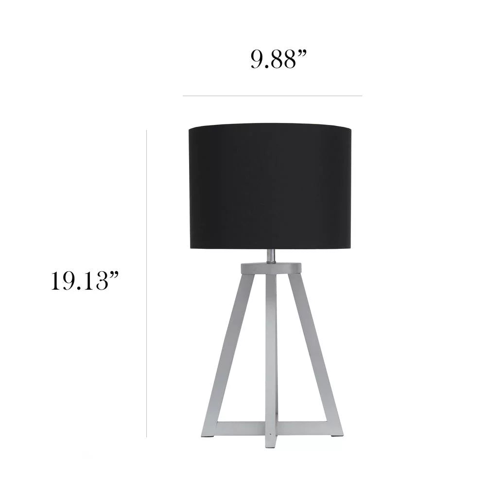 Gray Wood Table Lamp with Black Fabric Shade E215291