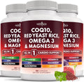 CoQ10 200mg Red Yeast Rice Omega 3-6-9 Magnesium Complex Zinc Vitamin K2 D3 180 Count L9961