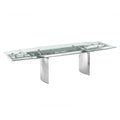 Motorized Dining Table Clear Glass Stainless Steel Base B8727