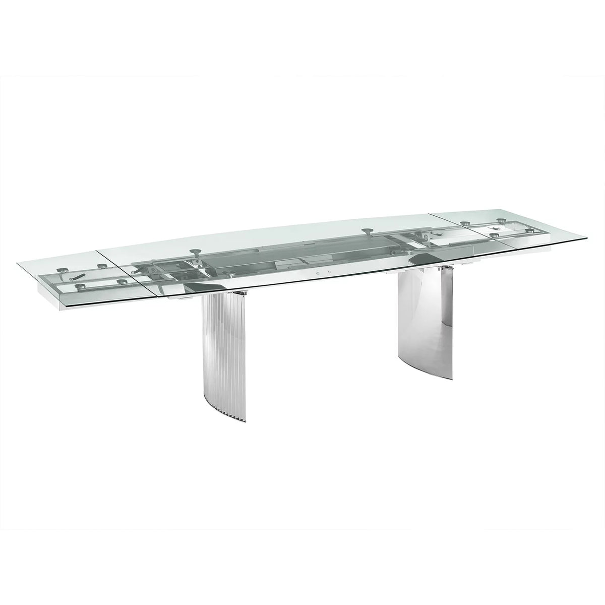 Motorized Dining Table Clear Glass Stainless Steel Base B8727