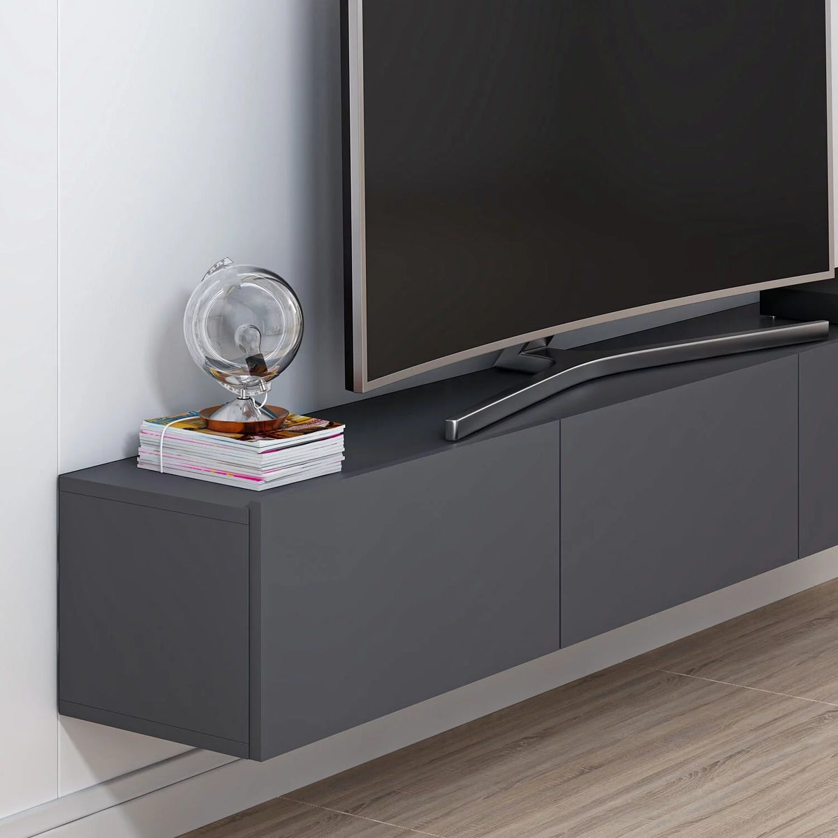 Hanging Tv Unit with Decor Panel Anthracite A480