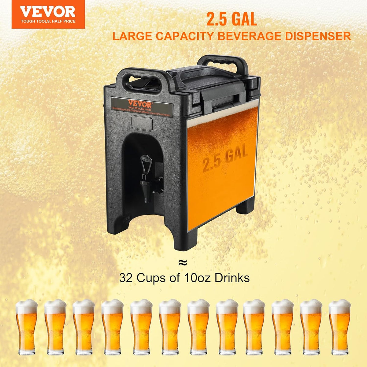 2.5 Gallon Insulated Beverage Dispenser with Two-Stage Faucet Handle E87133