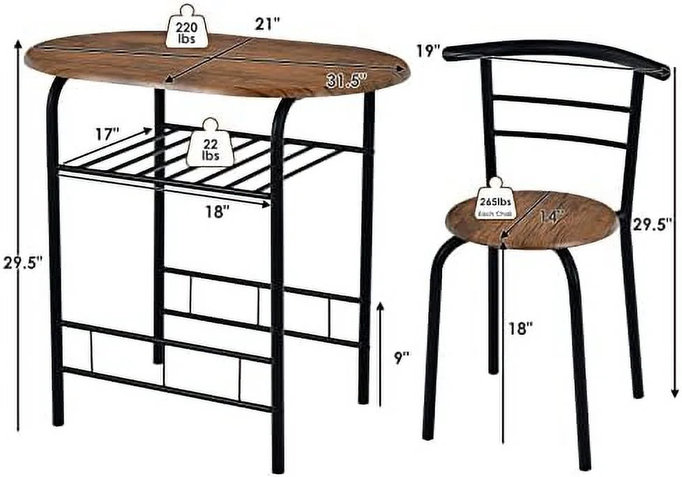 3 Piece Dining Set with Metal Frame R225