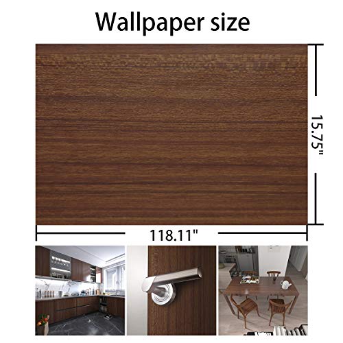 Walnut Brown Wood Contact Paper 24x354 inch Self-Adhesive Vinyl Wrap U8537