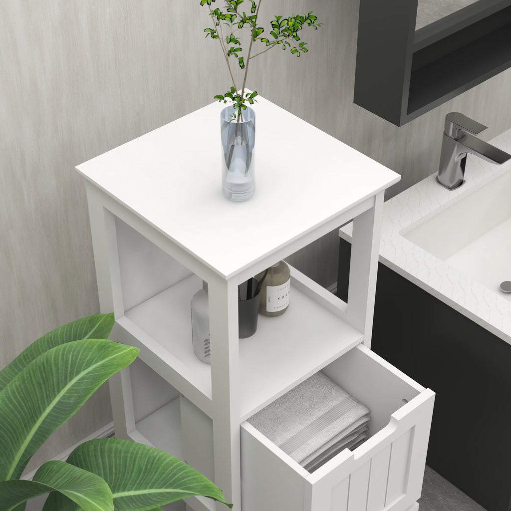 White 2 Drawer 1 Shelf Wood Bathroom Floor Cabinet X10336