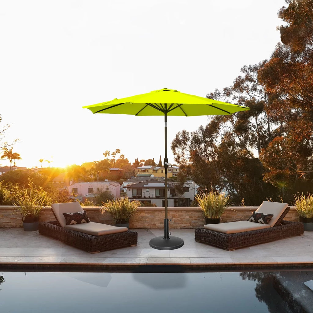 9 Ft Patio Umbrella with Round Resin Base I413