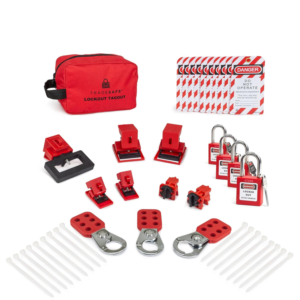Breaker Lockout Tagout Electrical Loto Kit with Red Safety Padlocks, Hasps, Tags P4677